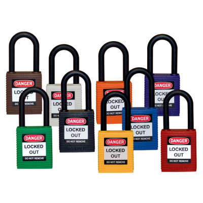gws150196 Замки SafeKey, нейлоновые компактные, дужка 25 мм, коричневый, 3 шт. в уп., KА BRADY